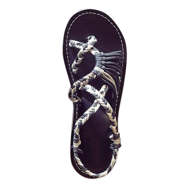 Damen Sandalen Böhmischer Stil Hanfseil Flip Flops Sandalen Sommer Mode römischen Strand Schuhe Hausschuhe