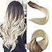 Full Shine Tape in Hair Extensions Color 3 and 8 Brown Fading to 613 Platinum Blonde 20PCS Human Hair Extensions Tape Ins 16 Inch Ombre Soft Hair Seamless Tape in Extensions for Women Real Hair 50g