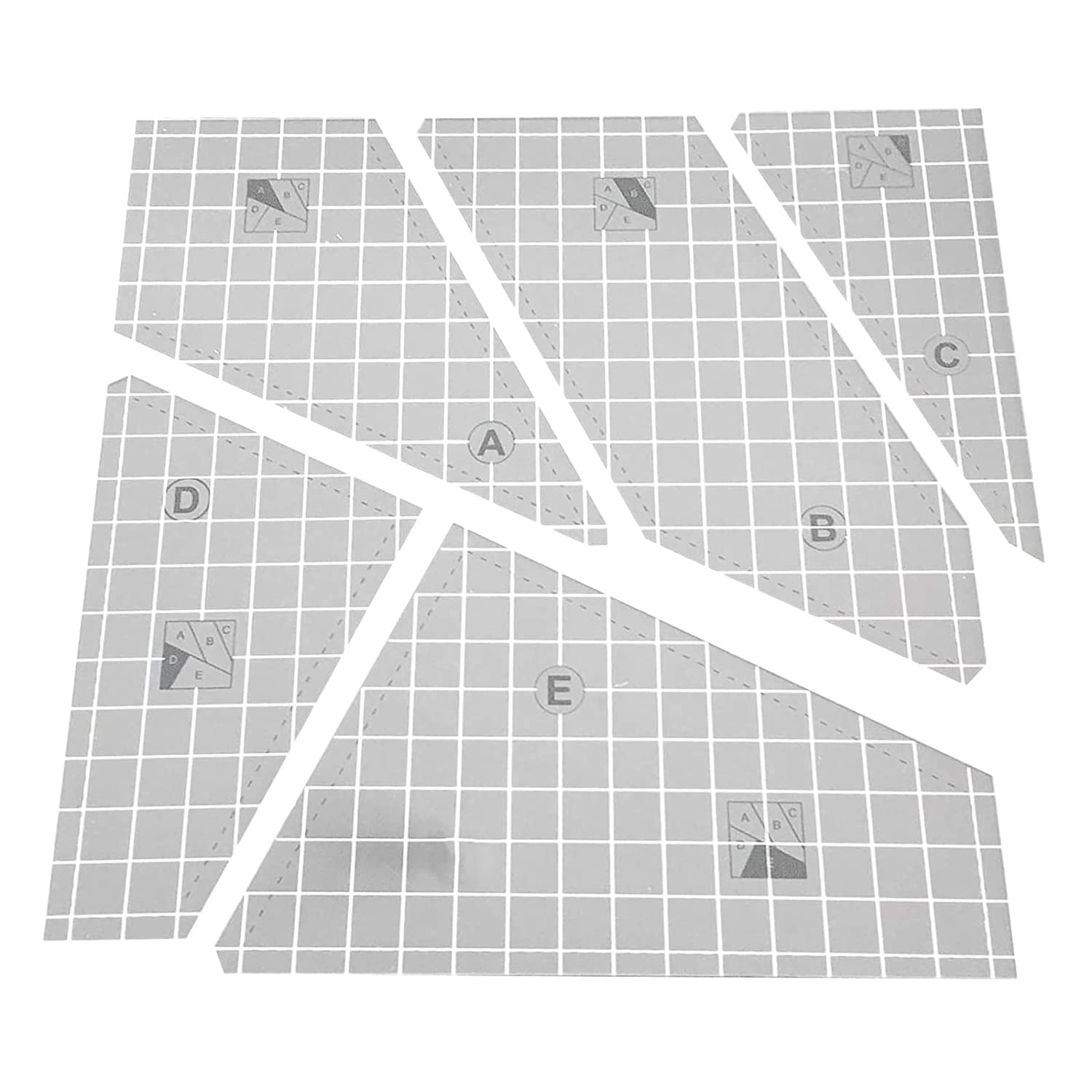 Yuemsh 5Pcs Quilting Cutting Template Grids Crazier Eights Template Quilt Ruler Set Quilting Cutting Templates Acrylic