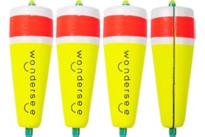 wondersee Fishing Floats Weighted Slotted Peg Popping Floats Slip Bobbers, Pack of 4