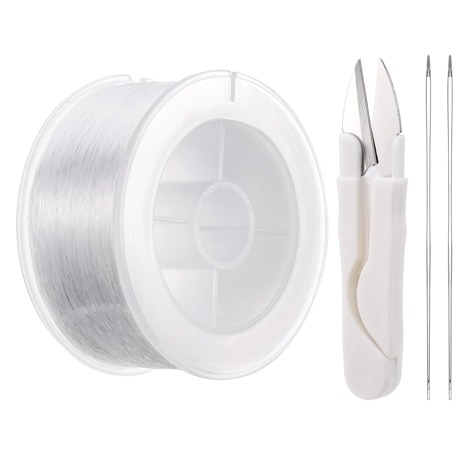 Zocipro Strong Clear Invisible Nylon Thread Wire, 0.3mm 500m Fishing Wire with Bead Needle & Scissors for Sewing, Jewellery Making, Crafts, Christmas Hanging Decorations