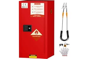 KQZZIV 30 Gallon Red Flammable Safety Cabinet, NFPA & OSHA Compliant, Fireproof 14GA Steel Cabinet with Adjustable Shelf, 3-Point Lock, Manual-Closing Doors, Vent System (18x18x35)