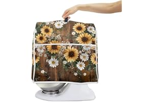 BVBOX Dust Cover Compatible with Stand Mixer, Cloth Cover with Pockets for Stand Mixer and Extra Accessories (Sunflower-1, L(for 8.5-9.5 qt Mixer))