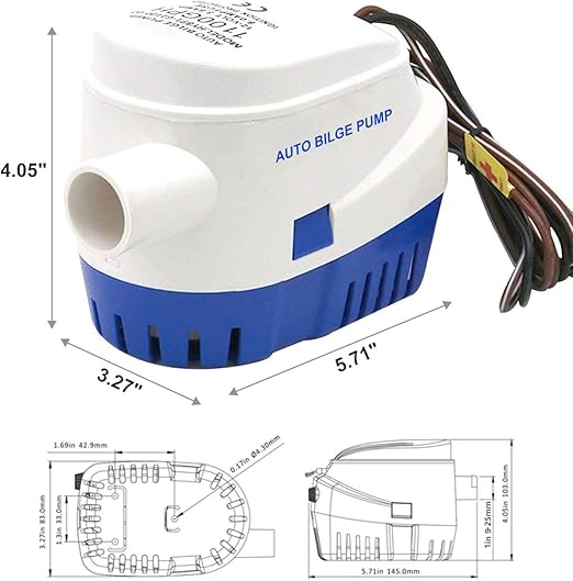 MAXZONE Automatic Submersible Boat Bilge Water Pump 12v 1100gph Auto