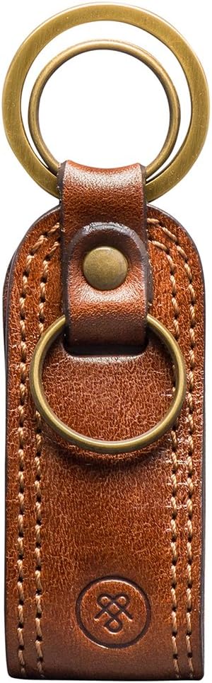 Maxwell ScottMens Luxury Leather Key Ring | The Nepi | Handmade In Italy | Chestnut Tan Brown