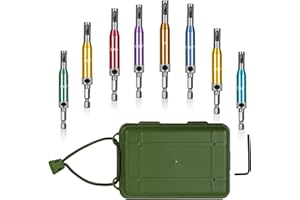 CCTSA Self Centering Drill Bits Set for Hinges, Center Drill Bits VIX Bit Set with Green Plastic Storage Case for Wood Woodworking Door Window Cabinet Hinge Total 10 PCS (Colorful)