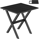 KAAPSAM Outdoor Side Table Portable Folding Table Easy to Install,Black | Folding End Table for Garden,Camping,Pool,Porch