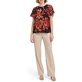 Calvin Klein Womens Ruffle Sleeve Short Sleeve Blouse