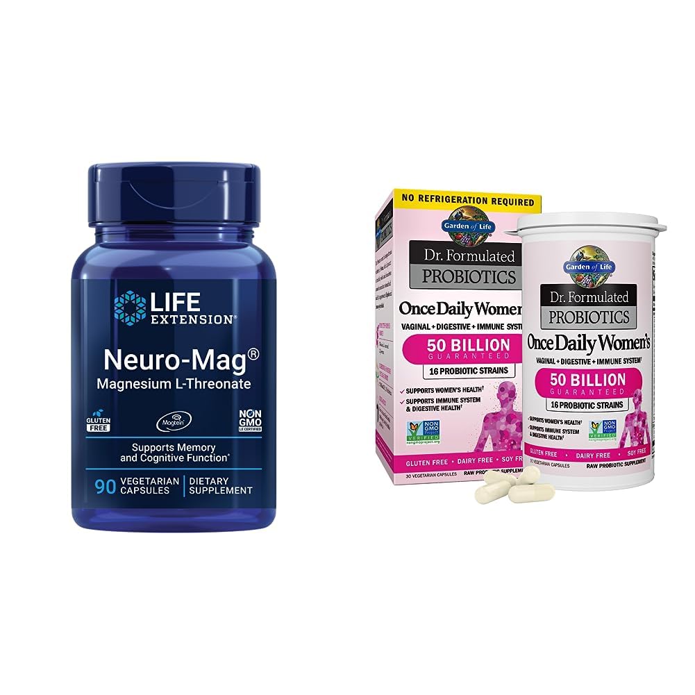 Life Extension Neuro-mag Magnesium L-threonate and Garden of Life Dr. Formulated Women's Probiotics Bundle