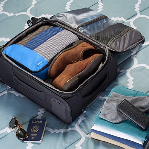 AmazonBasics 4 Piece Packing Travel Organizer Cubes Set - Medium, Sky Blue 7 AmazonBasics 4 Piece Packing Travel Organizer Cubes Set - Medium, Sky Blue