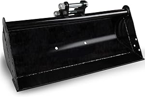 DANWIWEE Mini Excavator 39 in/1000mm No Teeth Bucket, Flat Bucket with Two Pins Small Digger Attachment for Ditch Cleaning, Smooth Surface, River Clean Suitable for 0.8-1.8T Excavator