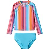 LIBREDGE Toddler and Little Girls Rash Guard Swimsuit Set UPF 50+ Swimwear