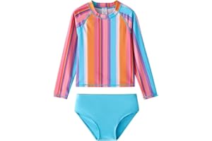 LIBREDGE Toddler and Little Girls Rash Guard Swimsuit Set UPF 50+ Swimwear