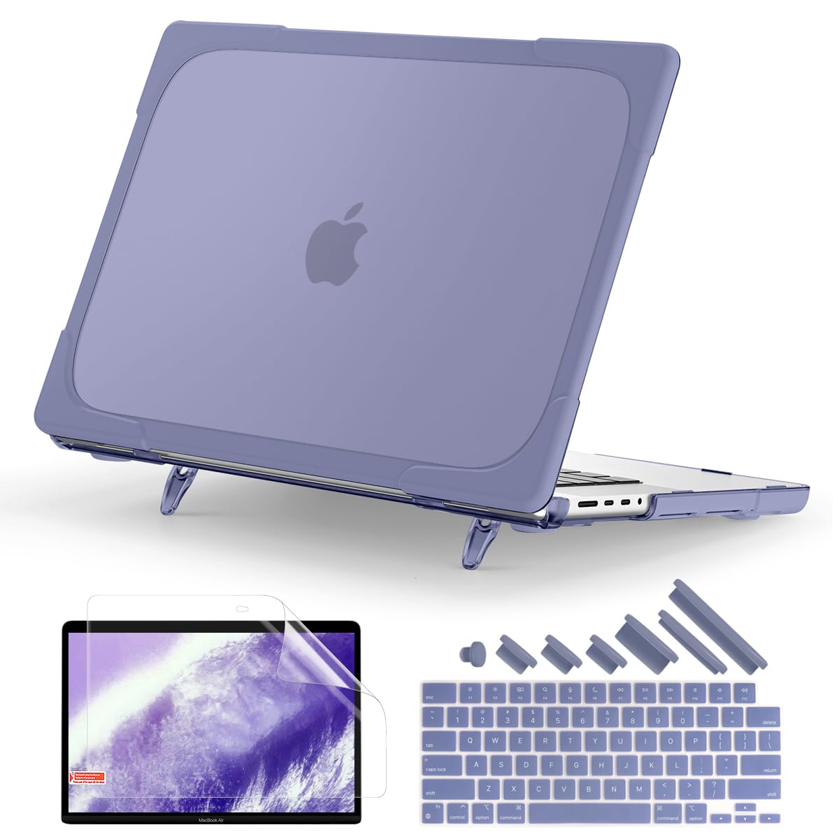 Photo 1 of Batianda Compatible with New MacBook Pro 14 inch Case 2024 M4 2023 2021 Release M3 M2 Pro/Max Chip, Heavy Duty Protective Plastic Hard Shell with Fold Kickstand & Keyboard Cover, Lavender Grey