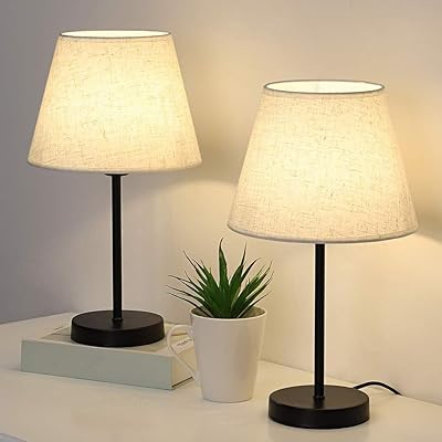 Buy Bedside Table Lamps Set Of 2 Modern Lamps Small Desk Lamps For Bedroom Living Room With Ivory White Barrel Fabric Shade Metal Base Without Bulb Online In Kazakhstan B083ys4rfs