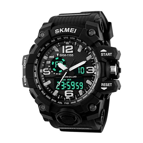 Xotak Analogue + Digital Multifunctional Stainless Steel Outdoor Black Dial Sports Watch, Army Watches for Mens & Boys