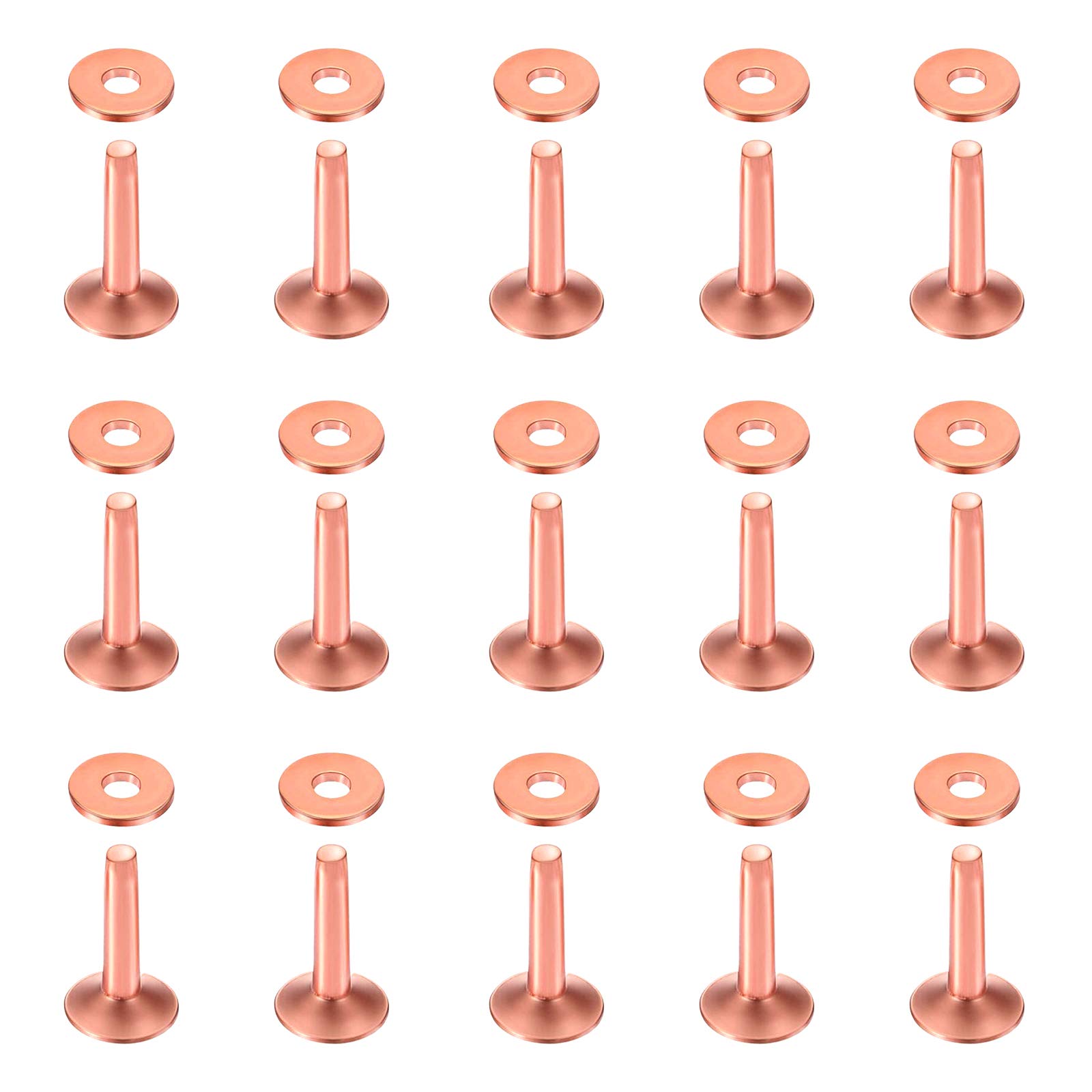 Swpeet 50Pcs 10×3.3×14mm Copper Rivet and Burrs Assortment Kit, DIY Leather Kit for Belts Wallets Collars Leather Products Craft MakingBelts Wallets Collars Leather DIY Craft Supplies — image 1