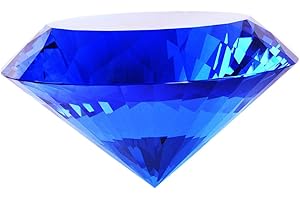 YARRKC Blue Crystal Glass Diamond Shaped Decoration 80mm Jewel Paperweight