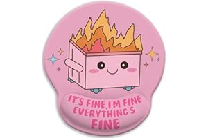 Blusabaca Funny Cute Mouse Pad with Wrist Rest, Dumpster on Fire Ergonomic Mouse Pads Wrist Support for Desk, Mousepad for Wireless Mouse Gaming Laptop Work Home Desk Accessories Office Supplies Decor