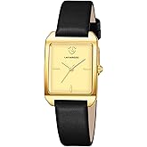 L LAVAREDO Women's Leather Strap Watch Waterproof Analog Watches Rectangle Dress Watch for Women Retro Ladies Wrist Watch