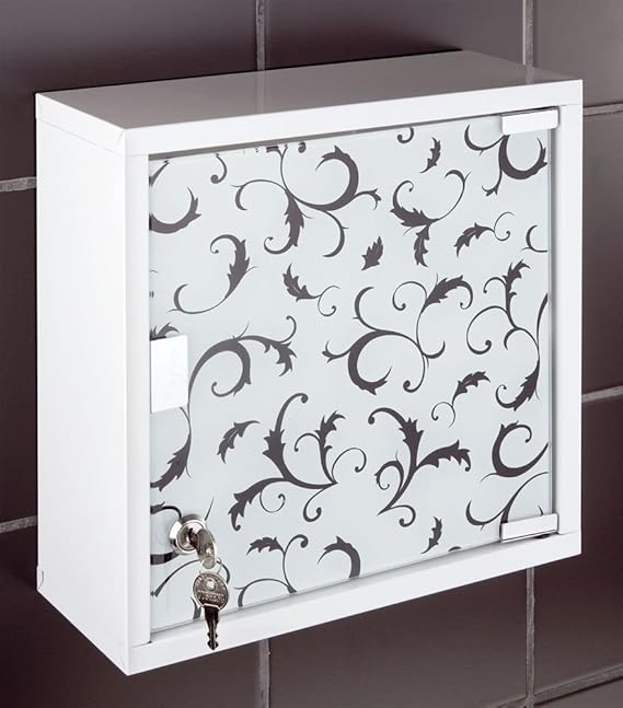 WENKO Medikamentenschrank BOUQUET NERO - 30 x 30 x 12 cm - abschließbar