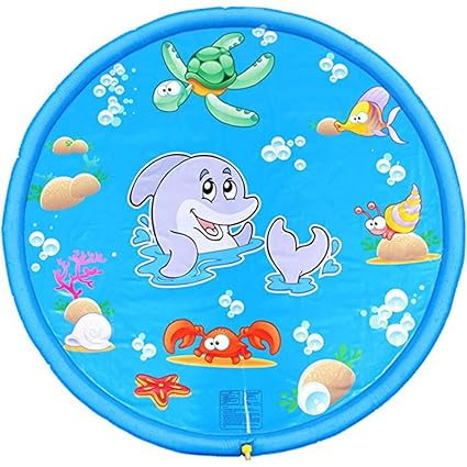 EDTara Cute Cartoon Pattern Water-Filled Sprinkler Outdoor Play Water Game Mat for Kids