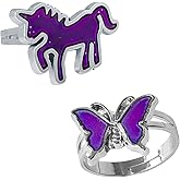 LHXVQZW Mood Ring 2 Pcs Unicorn Horse and Butterfly Color Change Ring for Women Girls Size Adjustable Temperature Finger Ring
