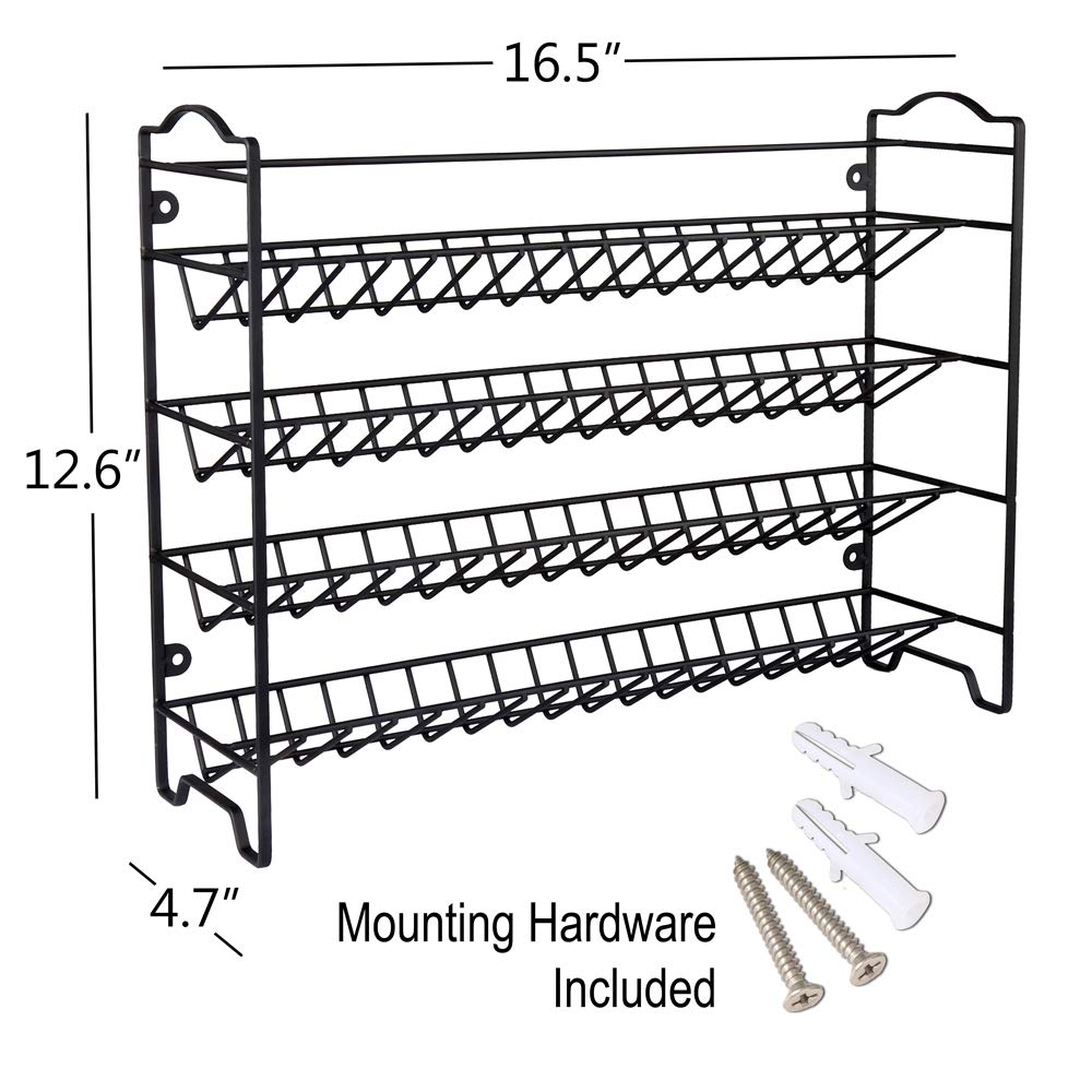 SWOMMOLY Spice Rack Organizer with 36 Empty Square Spice Jars, 396 Spice Labels with Chalk Marker and Funnel Complete Set, for Countertop, Cabinet or Wall Mount, Black
