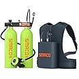 SMACO Mini Scuba Diving Tank 1.9L Double Scuba Tank Reusable Small Pony Bottle up to 45 Mins Dive Time Portable Twin 1.9L Diving Air Tank Kit Diving Cylinder for Underwater Exploration Rescue S700 Max