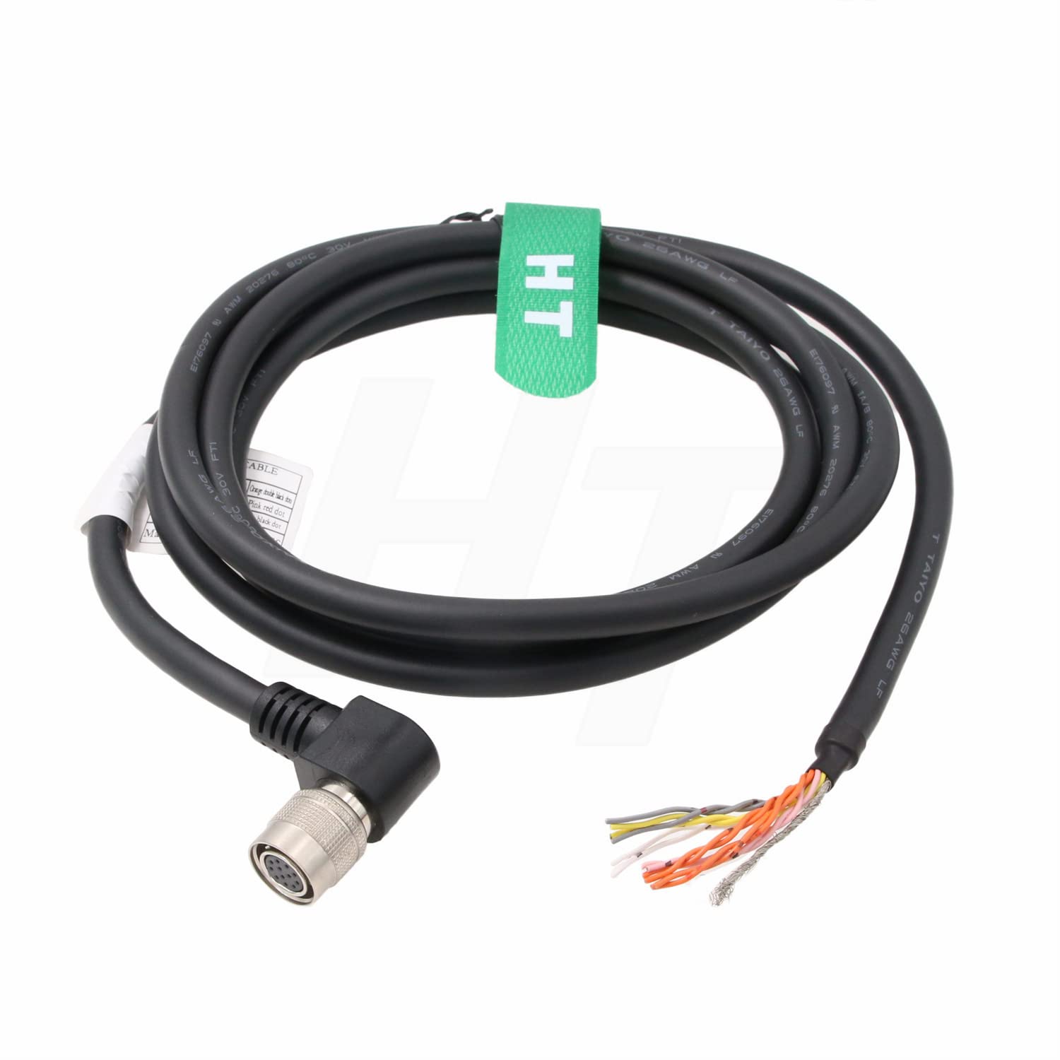 HangTon Right Angle Hirose 12 Pin Female Flying Leads IO Trigger Cable for Sony DXC XC, Basler Aviator Pilot Scout, Allied AVT GigE, Panasonic, Hitachi, Jai, Dalsa Camera 1M