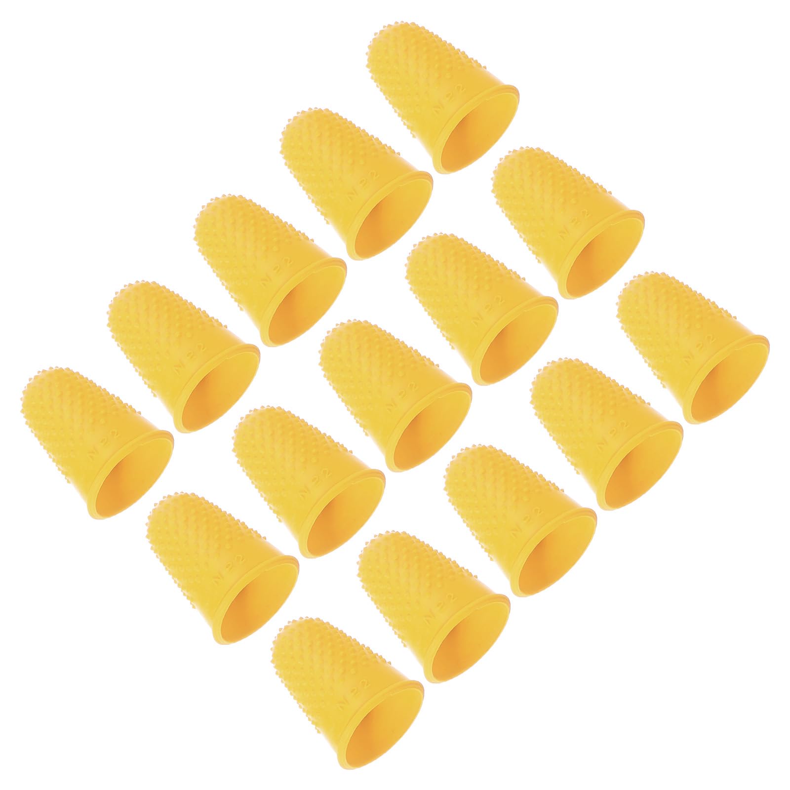 PATIKIL Rubber Finger Tips, 15 Pack Silicone Thumb Fingertip Protector Finger Cots Covers Guard Pads Thimble Grips for Office Counting Sewing, Yellow L Size