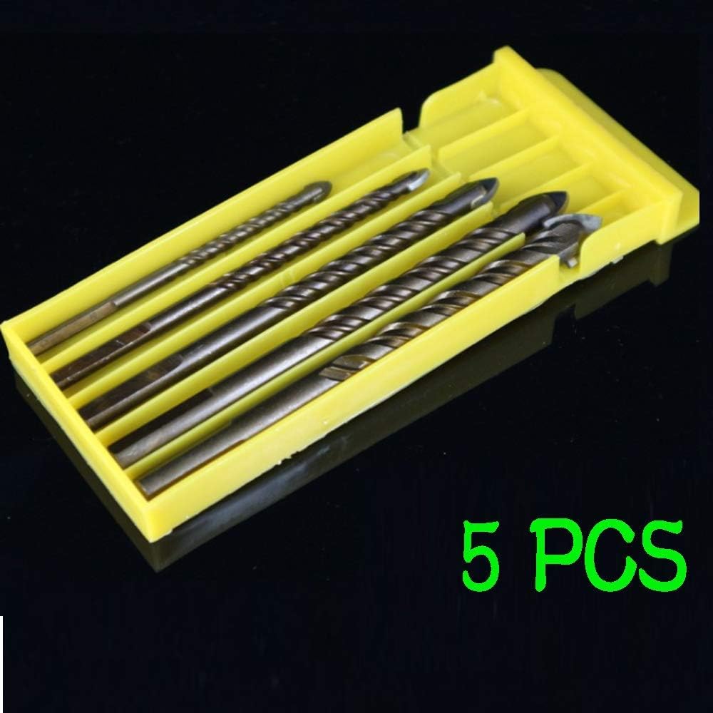 5 Piece Concrete Drill Bit Set, Multi-Material Carbide Masonry Drill Bits for Concrete, Ceramic Tile, Brick, Wall, Plastic, Wood, Glass, Twist Tip Bit Tool (6 6 8 10 12mm)