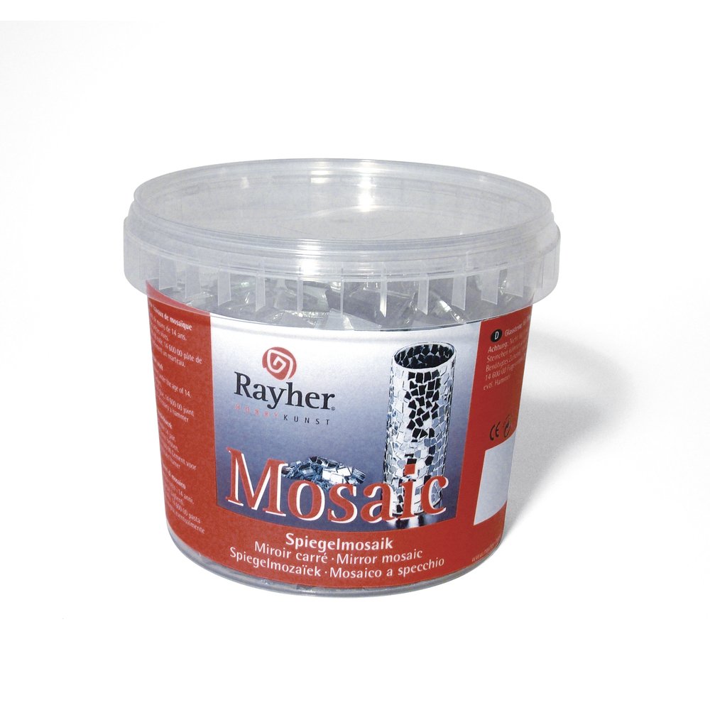 Rayher 1453600 Mirror Mosaic Tiles for Arts and Crafts, Squares in the Size 1.5x1.5 cm, 1 kg