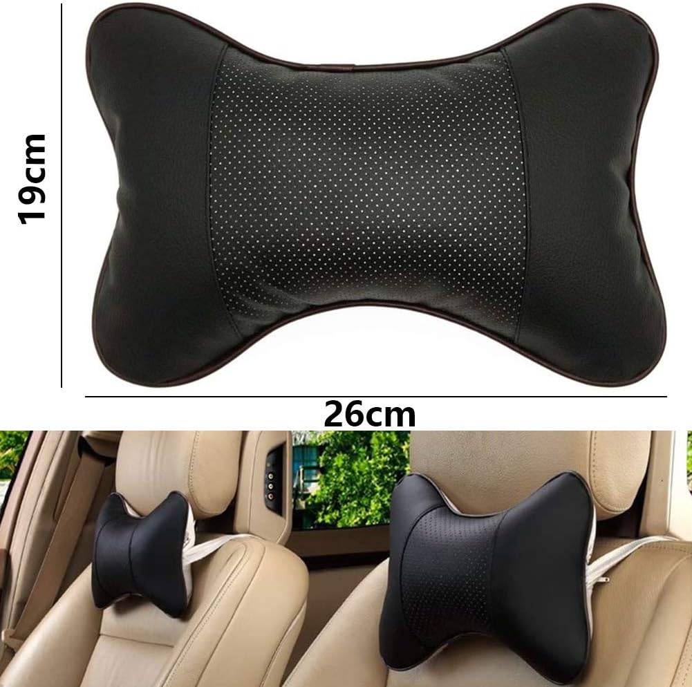 BETOY 2 Pieces Double-Sided Leather Neck Pillow Car Neck Pillows for Car Seat Headrest Cushion 26 * 19cm Car Neck Cushion Travel Head Neck Rest - Image 3