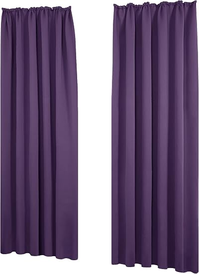 Deconovo Blackout Curtains Pencil Pleat Panels Purple Grape 55x102 One Pair