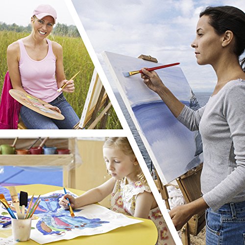 YOUNG4US Paint Brush Set, 25 PCS Nylon Bristle Sponge and Camel Hair Brushes for Acrylic Oil Watercolor Gouache Painting Artist Professional Painting Kits, All Purpose Paint Brush Value Pack - Thumbnail 2