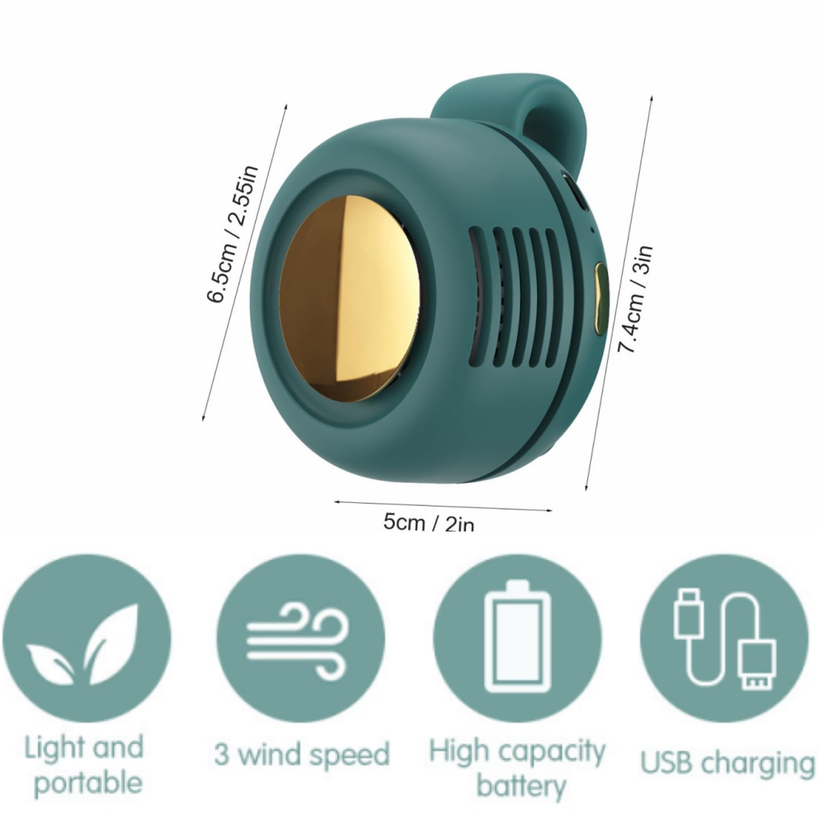 Portable Silent Mini Bladeless Fan Clip On, 2025 New Adjustable 3 Speeds Suspended Waist Fans for Shirt, Mini Fan With Clip, Suitable for Outdoor & Travel & Office, Travel Accessories (White)