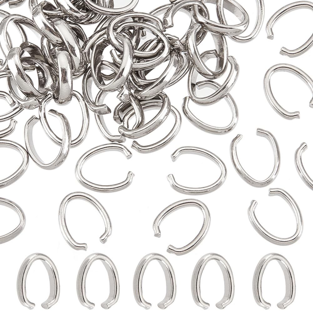 SUNNYCLUE 1 Box 100PCS Open Jump Rings Oval Jump Rings 304 Stainless Steel Ring Pinch Bails Link Ring jewellery Connectors Chain Links Bulk for jewellery Making Accessories DIY Craft