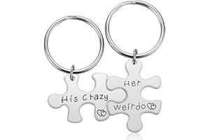 iJuqi Couple Gifts for Boyfriend and Girlfriend - His Crazy Her Weirdo Couple Keychain for Him and Her, His and Her Keychain Valentine's Day Gift for Boyfriend Girlfriend Husband Wife