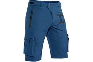 Hiauspor Men's Mountain Bike Shorts Stretch Hiking Cargo Shorts Quick Dry with Zipper Pocket for Cycling Casual Tactical
