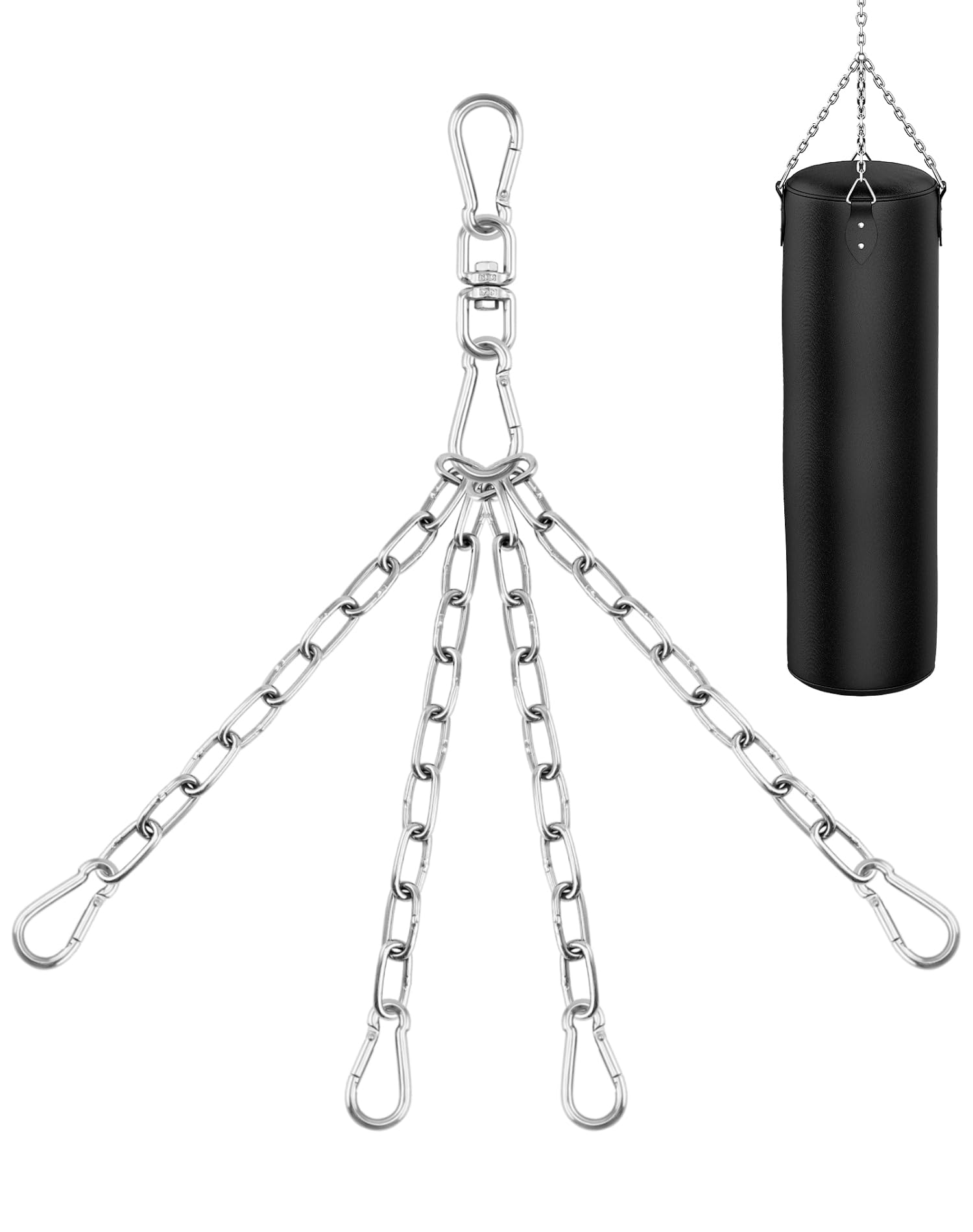 QWORK® 4 Strand Punch Bag Chain Heavy Duty Stainless Steel Hanging Chain for Home or Gym Use, 360 Degree Swivel, Maximum 70kg Capacity
