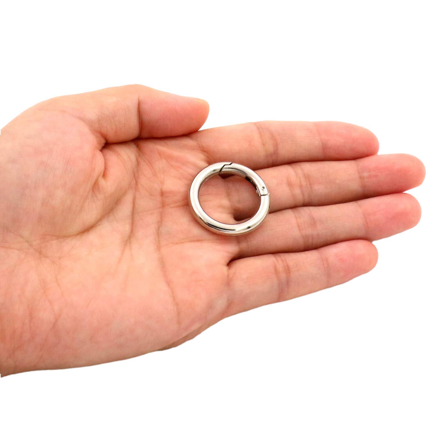 BIKICOCO 3/4'' Round Spring Gate O-Ring Clasp Push Snap Hook Belt Hardware Loop, for Keychains, Keys, Silver - 20 Pcs