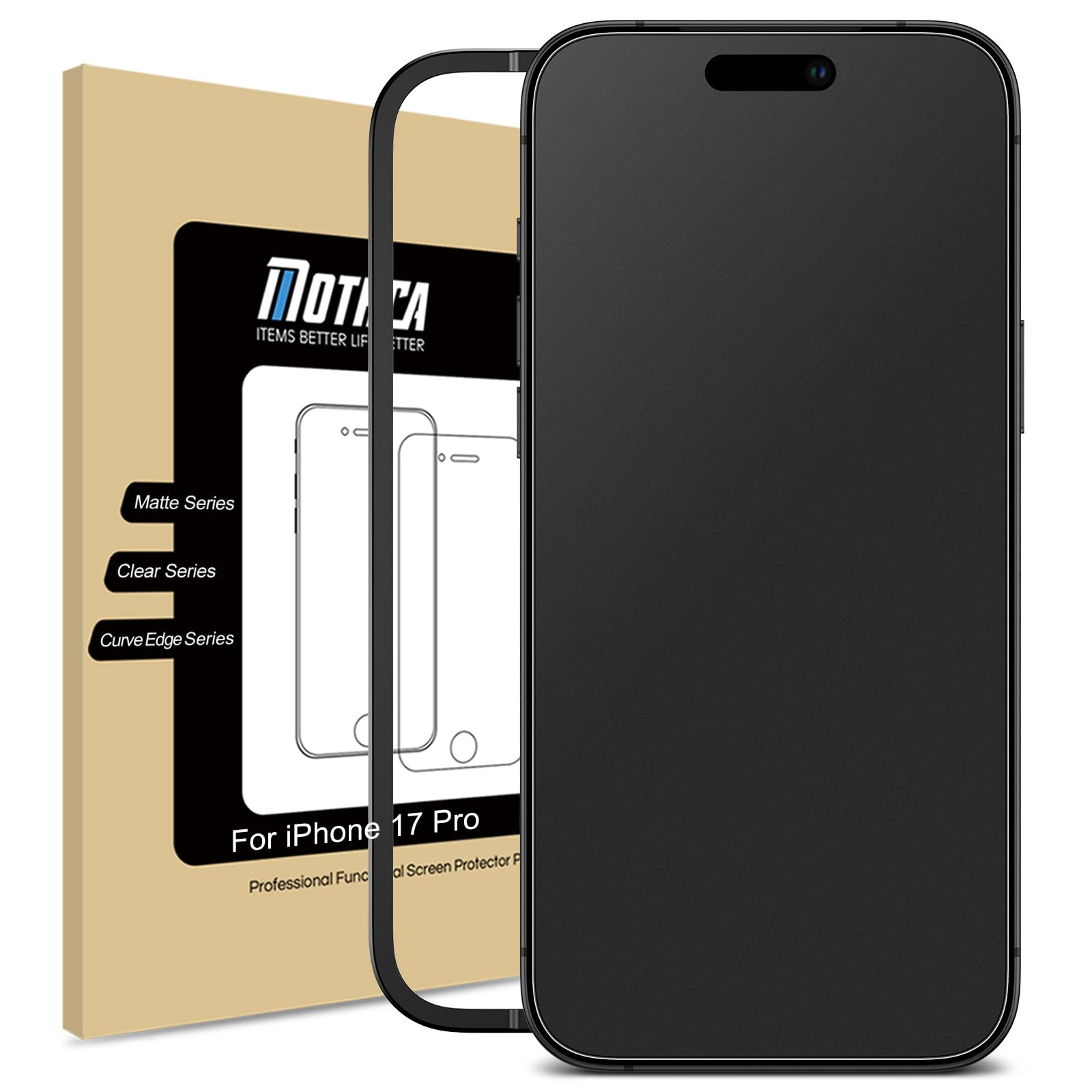 Photo 1 of Mothca Matte Glass Screen Protector for iPhone 17 Pro (6.3 inch) Anti-Glare & Anti-Fingerprint Tempered Glass Clear Film, [Easy Installation Frame] Case Friendly, Bubble Free - Smooth as Silk