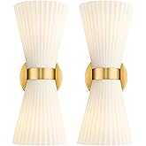 Modern Wall Sconce Set of 2, HWH 2-Light Up Down Wall Light Indoor Vanity Wall Lamp, Brushed Gold Bathroom Vanity Sconce Fros