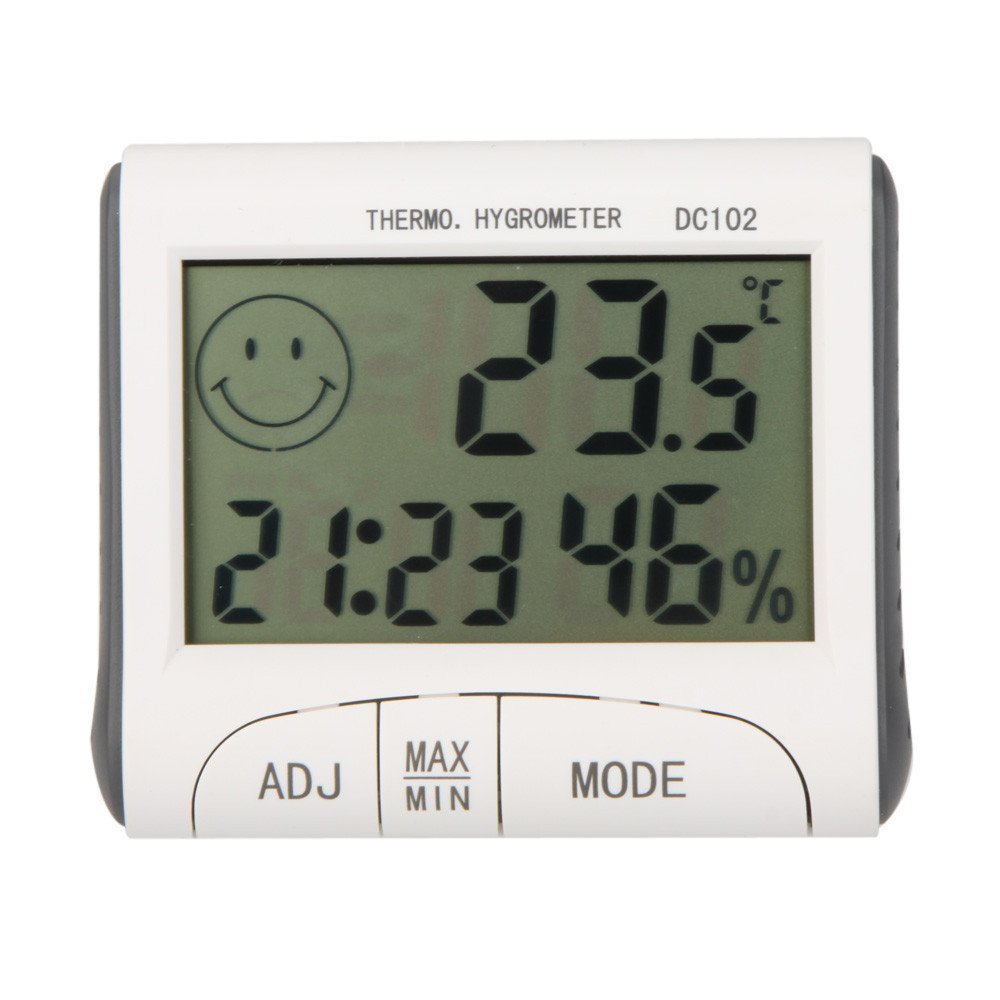 Gellvann LCD Room Thermometer Mini LCD Digital Indoor Thermometer Hygrometer Temperature Humidity Meter Clock Desk Weather Station with Magnetic Stand