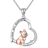 MONGAS Dog Necklace Women Sterling Silver Animal Heart Pendant Jewelry Gifts for Women