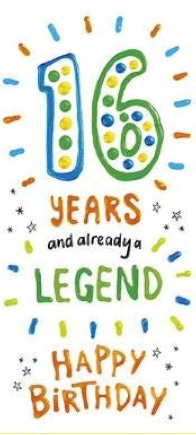 Sugar Pips Boy's/Girl's 16th Birthday Card - Already a LEGEND - Embossed and Flitter Finish - From the Range (PR-SUP181)