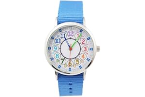 Bigbangbang Kids Analog Watch， Learning Time Watch, First Watch Soft Cloth Strap,Read time Study Time Todder Watch,Kindergarten Learn Time Watches,Pink Girl Watch， Girls Ages 7-10…