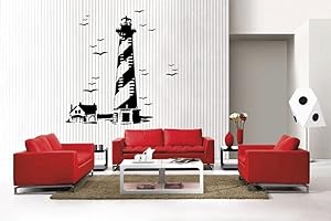 Newclew Lighthouse Bird sea Stickers Removable Vinyl Wall Quote Decal Home Décor Large