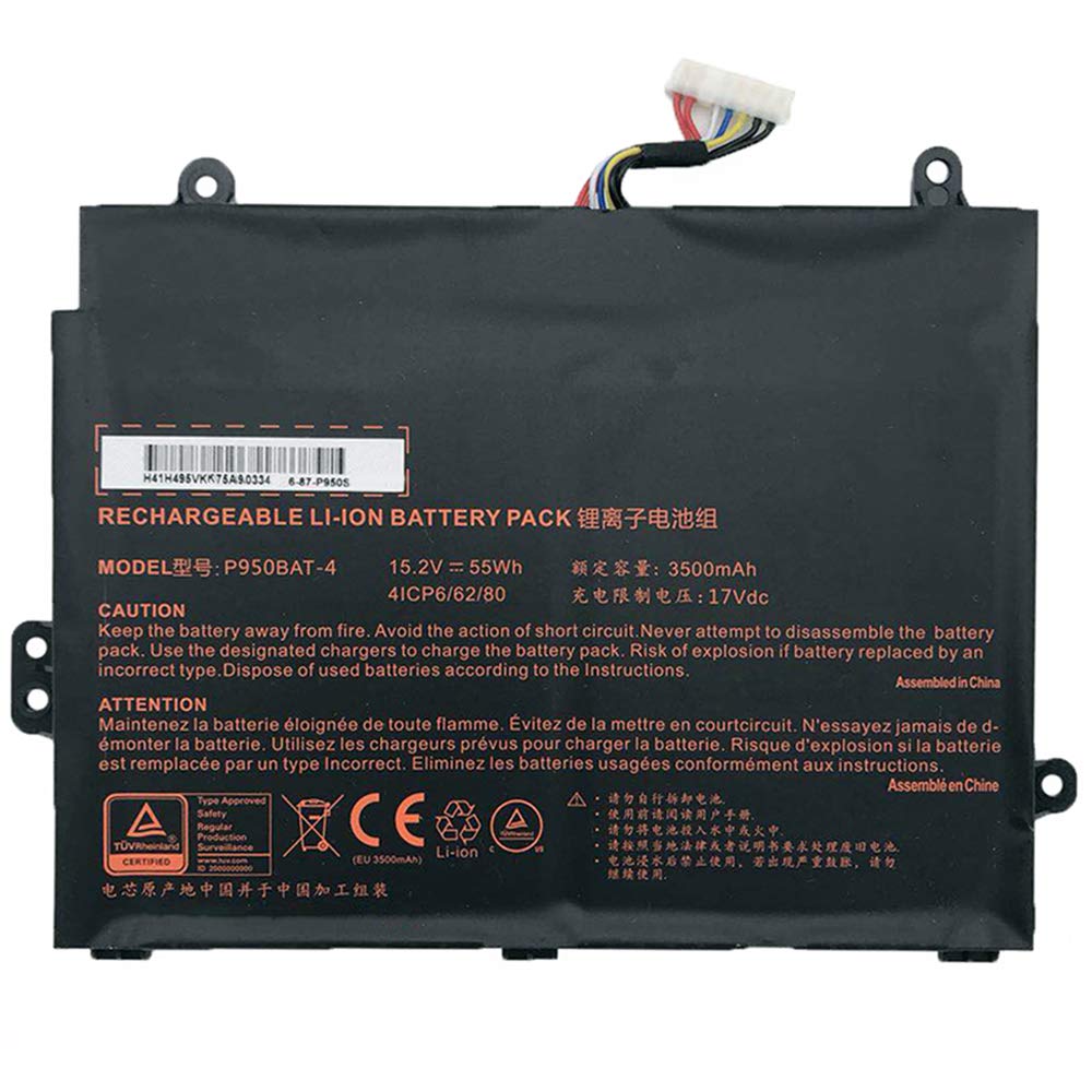 XITAIAN 55Wh 3500mAh 15.2V P950BAT-4 6-87-P950S-51E00 Replacement Battery for Clevo P950HP6 For Sager NP8950 41CP5/65/80